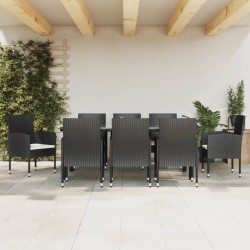 Ensemble à manger de jardin 9 pcs noir résine tressée et acier 510899510899