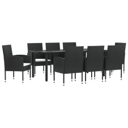 Ensemble à manger de jardin 9 pcs noir résine tressée et acier 510899510899