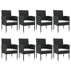 Ensemble à manger de jardin 9 pcs noir résine tressée et acier 510899510899