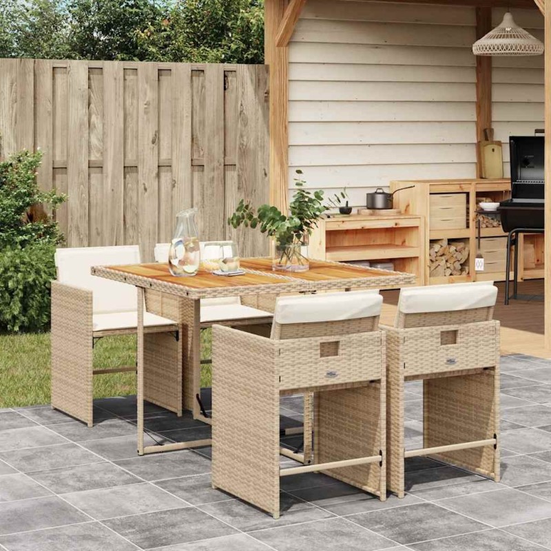 Ensemble à manger de jardin avec coussins 5pcs Beige poly rotin 510903510903