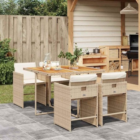 Ensemble à manger de jardin avec coussins 5pcs Beige poly rotin 510903510903