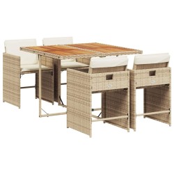 Ensemble à manger de jardin avec coussins 5pcs Beige poly rotin 510903510903