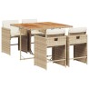 Ensemble à manger de jardin avec coussins 5pcs Beige poly rotin 510903510903