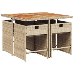 Ensemble à manger de jardin avec coussins 5pcs Beige poly rotin 510903510903