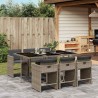 Ensemble à manger de jardin et coussins 7 pcs gris rotin 510905510905