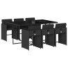 Ensemble à manger de jardin coussins 7pcs Noir Résine tressée 510906510906