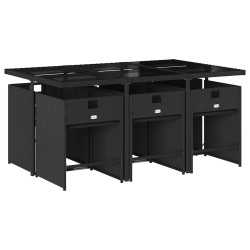Ensemble à manger de jardin coussins 7pcs Noir Résine tressée 510906510906