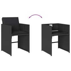 Ensemble à manger de jardin coussins 7pcs Noir Résine tressée 510906510906