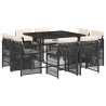 Ensemble à manger de jardin 9pcs coussins noir résine tressée 510907510907