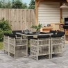 Ensemble à manger de jardin et coussins 9 pcs gris clair rotin 510908510908