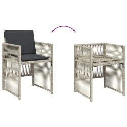 Ensemble à manger de jardin et coussins 9 pcs gris clair rotin 510908510908