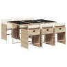 Ensemble à manger de jardin et coussins 7 pcs beige poly rotin 510913510913