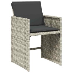 Ensemble à manger de jardin et coussins 7 pcs gris clair rotin 510914510914