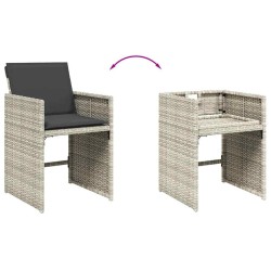 Ensemble à manger de jardin et coussins 7 pcs gris clair rotin 510914510914