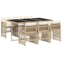 Ensemble à manger de jardin et coussins 7 pcs beige poly rotin 510917510917