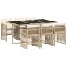 Ensemble à manger de jardin et coussins 7 pcs beige poly rotin 510917510917
