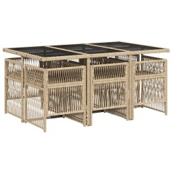 Ensemble à manger de jardin et coussins 7 pcs beige poly rotin 510917510917