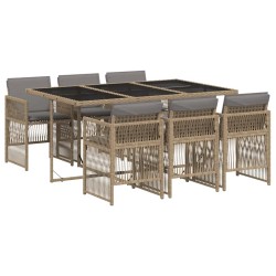Ensemble à manger de jardin coussins 7 pcs mélange beige rotin 510919510919
