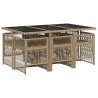 Ensemble à manger de jardin coussins 7 pcs mélange beige rotin 510919510919