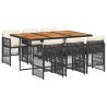 Ensemble à manger de jardin coussins 7pcs Noir Résine tressée 510920510920