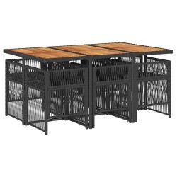 Ensemble à manger de jardin coussins 7pcs Noir Résine tressée 510920510920