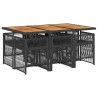 Ensemble à manger de jardin coussins 7pcs Noir Résine tressée 510920510920