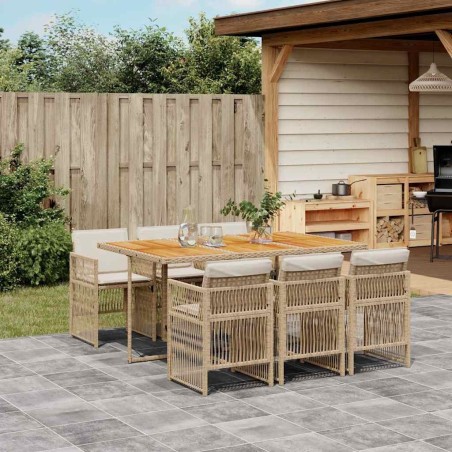 Ensemble à manger de jardin et coussins 7 pcs beige poly rotin 510921510921