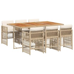 Ensemble à manger de jardin et coussins 7 pcs beige poly rotin 510921510921