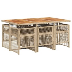 Ensemble à manger de jardin et coussins 7 pcs beige poly rotin 510921510921