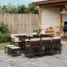 Ensemble à manger de jardin et coussins 11 pcs marron rotin 510922510922