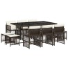Ensemble à manger de jardin et coussins 11 pcs marron rotin 510922510922