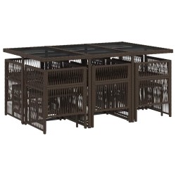 Ensemble à manger de jardin et coussins 11 pcs marron rotin 510922510922