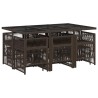 Ensemble à manger de jardin et coussins 11 pcs marron rotin 510922510922
