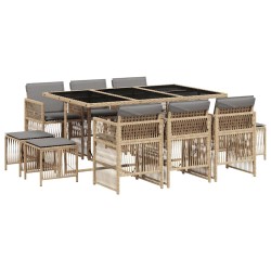 Ensemble à manger de jardin et coussins 11 pcs mélange beige 510923510923