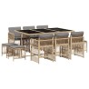 Ensemble à manger de jardin et coussins 11 pcs mélange beige 510923510923