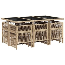 Ensemble à manger de jardin et coussins 11 pcs mélange beige 510923510923