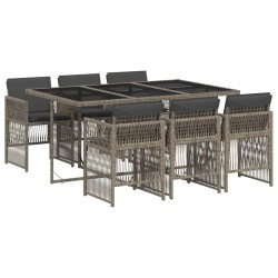 Ensemble à manger de jardin et coussins 7 pcs gris rotin 510924510924