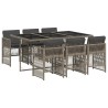 Ensemble à manger de jardin et coussins 7 pcs gris rotin 510924510924