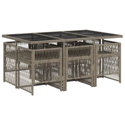 Ensemble à manger de jardin et coussins 7 pcs gris rotin 510924510924