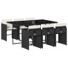 Ensemble à manger de jardin coussins 7pcs Noir Résine tressée 510925510925
