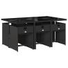 Ensemble à manger de jardin coussins 7pcs Noir Résine tressée 510925510925