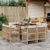 Ensemble à manger de jardin et coussins 9 pcs beige Poly rotin 510926510926