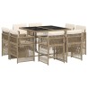 Ensemble à manger de jardin et coussins 9 pcs beige Poly rotin 510926510926