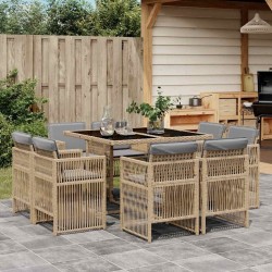 Ensemble à manger de jardin et coussins 9 pcs mélange beige 510927510927