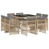 Ensemble à manger de jardin et coussins 9 pcs mélange beige 510927510927