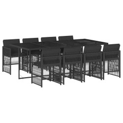 Ensemble à manger de jardin 9pcs coussins noir résine tressée 510928510928