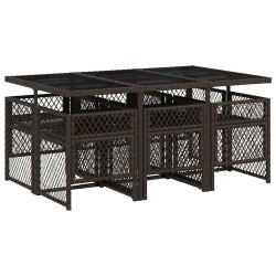 Ensemble à manger de jardin et coussins 7 pcs marron rotin 510929510929