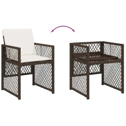 Ensemble à manger de jardin et coussins 7 pcs marron rotin 510929510929