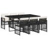 Ensemble à manger de jardin coussins 7 pcs noir résine tressée 510930510930