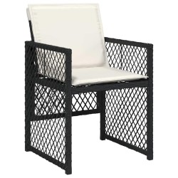 Ensemble à manger de jardin coussins 7 pcs noir résine tressée 510930510930